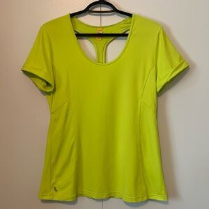 Lole “Carys” Green Short Sleeve Cut Out Racer Back Activewear Top Size Large